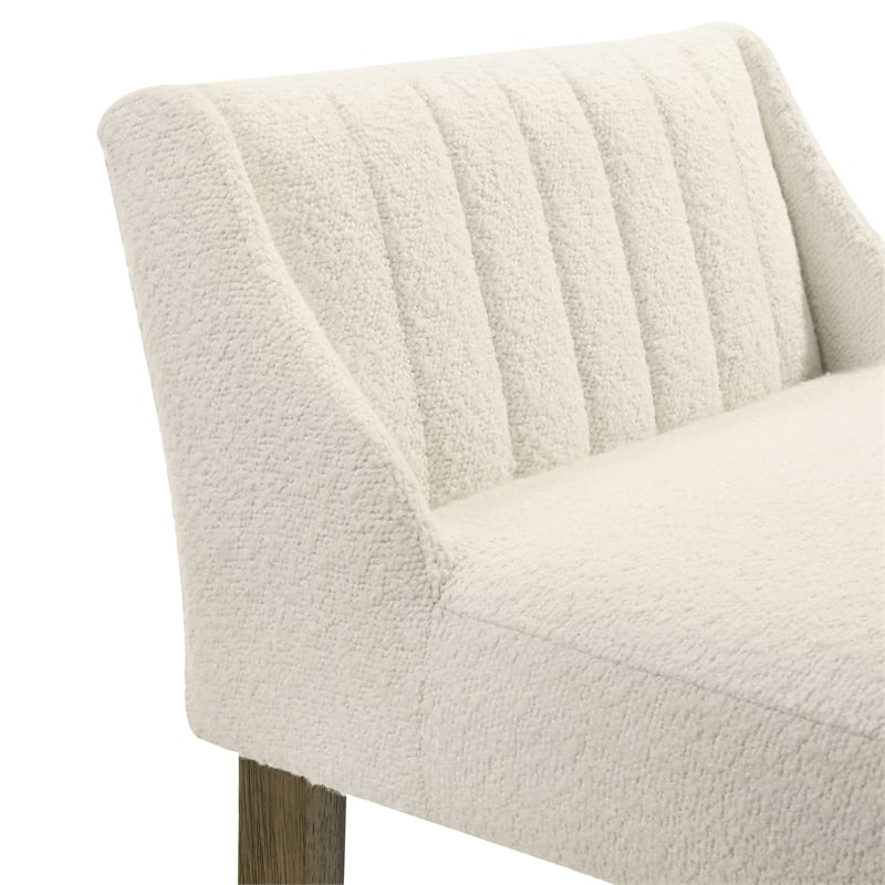 Fauna Wood Bar Height Kitchen Bar Stool in Amber/White Boucle Seat - Set of 4