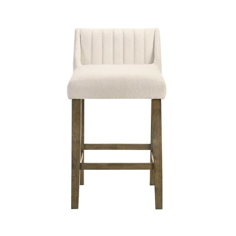 Fauna Wood Counter Height Bar Stool in Putty Brown with White Seat - Set of 2