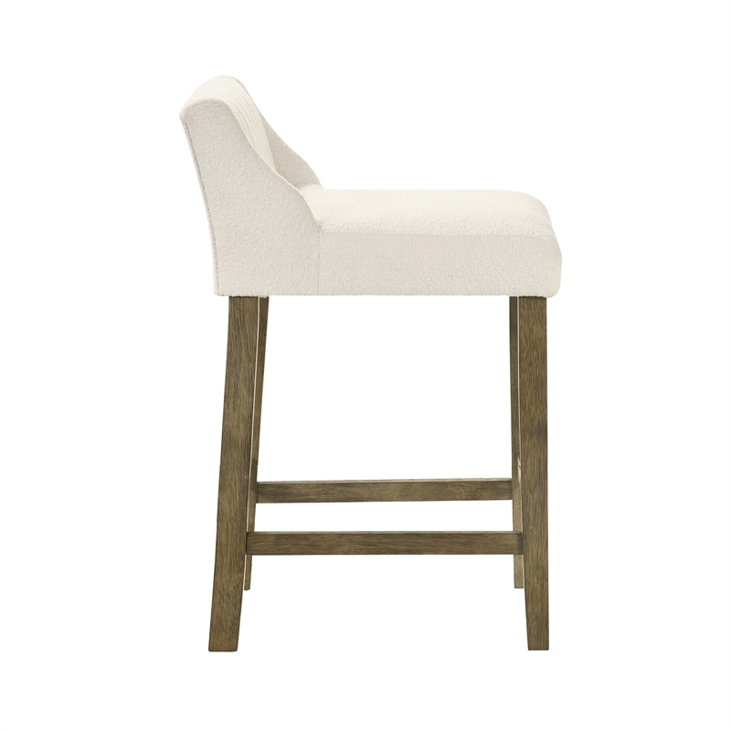 Fauna Wood Counter Height Bar Stool in Putty Brown with White Seat - Set of 2