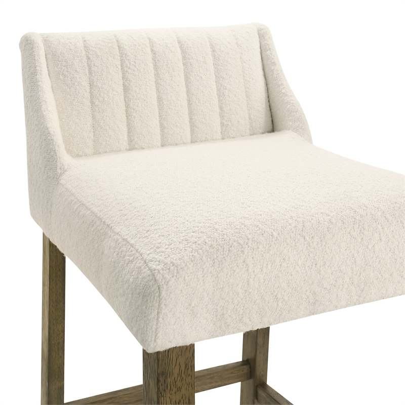 Fauna Wood Counter Height Bar Stool in Putty Brown with White Seat - Set of 2