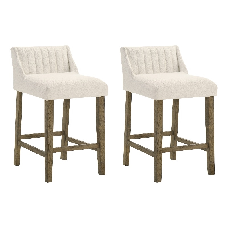 Fauna Wood Counter Height Bar Stool in Putty Brown with White Seat - Set of 2
