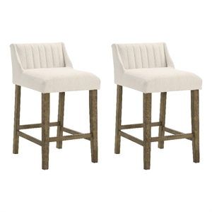 Fauna Wood Counter Height Bar Stool in Putty Brown with White Seat - Set of 2