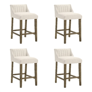 Fauna Wood Counter Height Kitchen Bar Stool in Putty Brown/White - Set of 4
