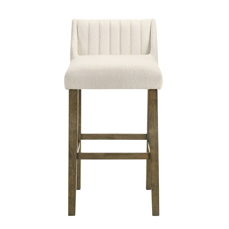 Fauna Wood Bar Height Kitchen Bar Stool in Putty Brown/White Seat - Set of 4