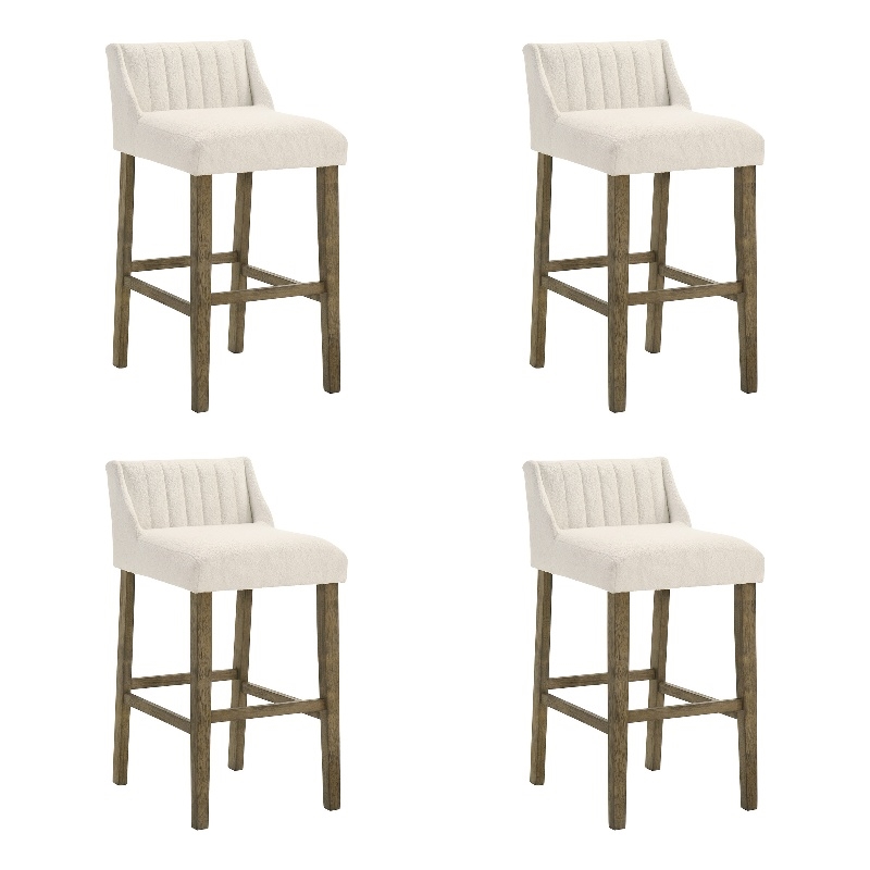 Fauna Wood Bar Height Kitchen Bar Stool in Putty Brown/White Seat - Set of 4