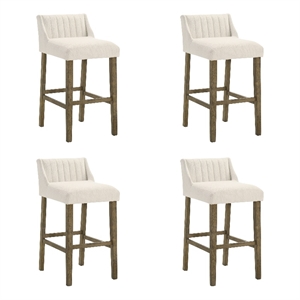 Fauna Wood Bar Height Kitchen Bar Stool in Putty Brown/White Seat - Set of 4