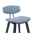 Fox Swivel Counter Height Bar Stool with Blue Seat and Black Wood- Set of 2