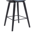 Fox Swivel Counter Height Bar Stool with Blue Seat and Black Wood- Set of 2