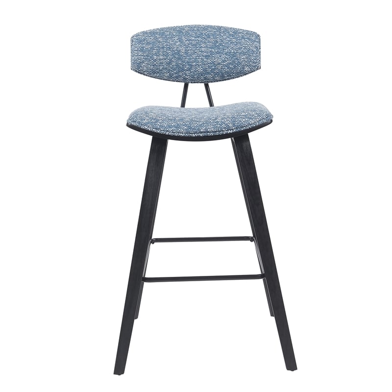 Fox Swivel Bar Height Stool with Speckled Blue Seat/Black Wood Frame- Set of 3