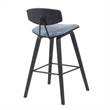 Fox Swivel Bar Height Stool with Speckled Blue Seat/Black Wood Frame- Set of 3