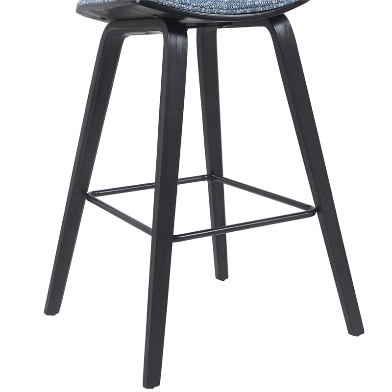 Fox Swivel Bar Height Stool with Speckled Blue Seat/Black Wood Frame- Set of 3