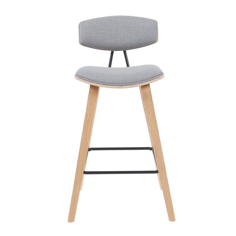 Fox Swivel Bar Height Stool with Grey Seat and Oak Wood Frame- Set of 2