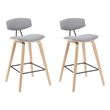 Fox Swivel Bar Height Stool with Grey Seat and Oak Wood Frame- Set of 2