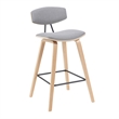 Fox Swivel Bar Height Stool with Grey Seat and Oak Wood Frame- Set of 3