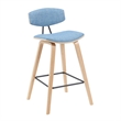 Fox Swivel Counter Height Bar Stool with Light Blue Seat and Oak-Set of 3