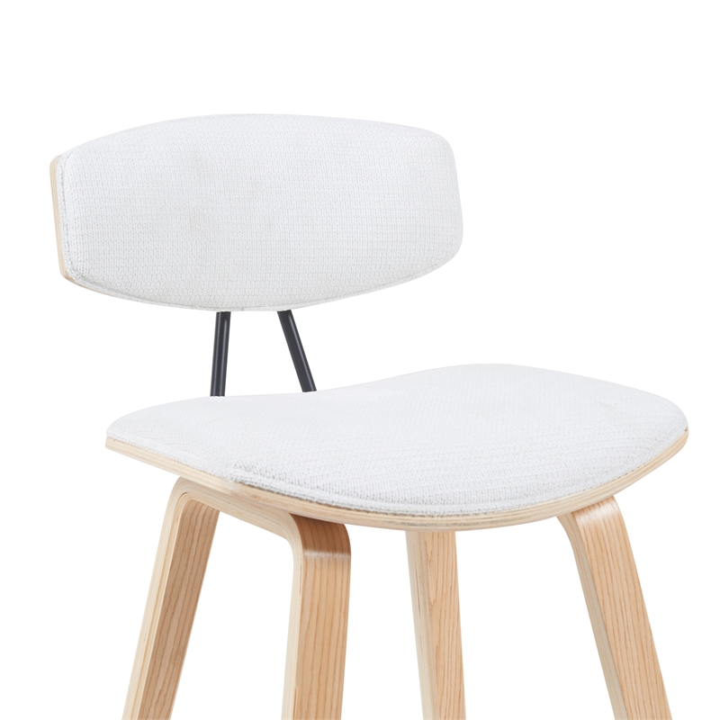 Fox Swivel Bar Height Stool with White Seat and Oak Wood Frame- Set of 2