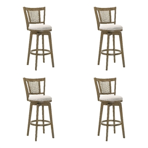 Isla 30&quot Putty Brown Bar Height Swivel Barstool w/ Cream Fabric Seat - Set of 4
