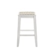 Iyani Wood Counter Height Bar Stool in White with Dune Cloud Seat - Set of 2