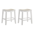 Iyani Wood Counter Height Bar Stool in White with Dune Cloud Seat - Set of 2