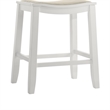Iyani Coastal Wood Counter Height Bar Stool in White/Dune Cloud Seat- Set of 3