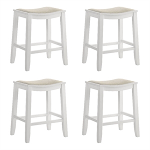 Iyani Wood Counter Height Bar Stool in White with Dune Cloud Seat - Set of 4