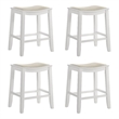 Iyani Wood Counter Height Bar Stool in White with Dune Cloud Seat - Set of 4