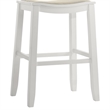Iyani Wood Bar Height Kitchen Bar Stool in White with Dune Cloud Seat - Set of 2