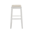 Iyani Coastal Wood Bar Height Bar Stool in White with Dune Cloud Seat- Set of 3