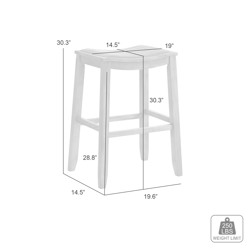 Iyani Coastal Wood Bar Height Bar Stool in White with Dune Cloud Seat- Set of 3