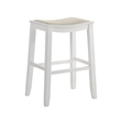 Iyani Wood Bar Height Bar Stool in White with Dune Cloud Fabric Seat - Set of 4