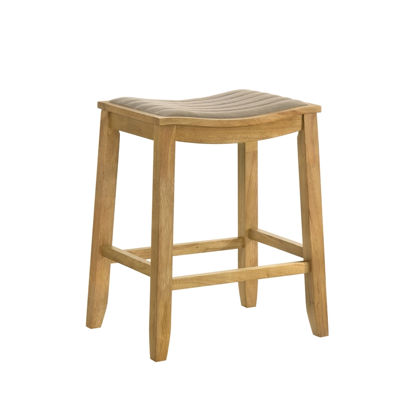 Iyani Wood Counter Height Bar Stool in Amber with Twilight Taupe Seat - Set of 2
