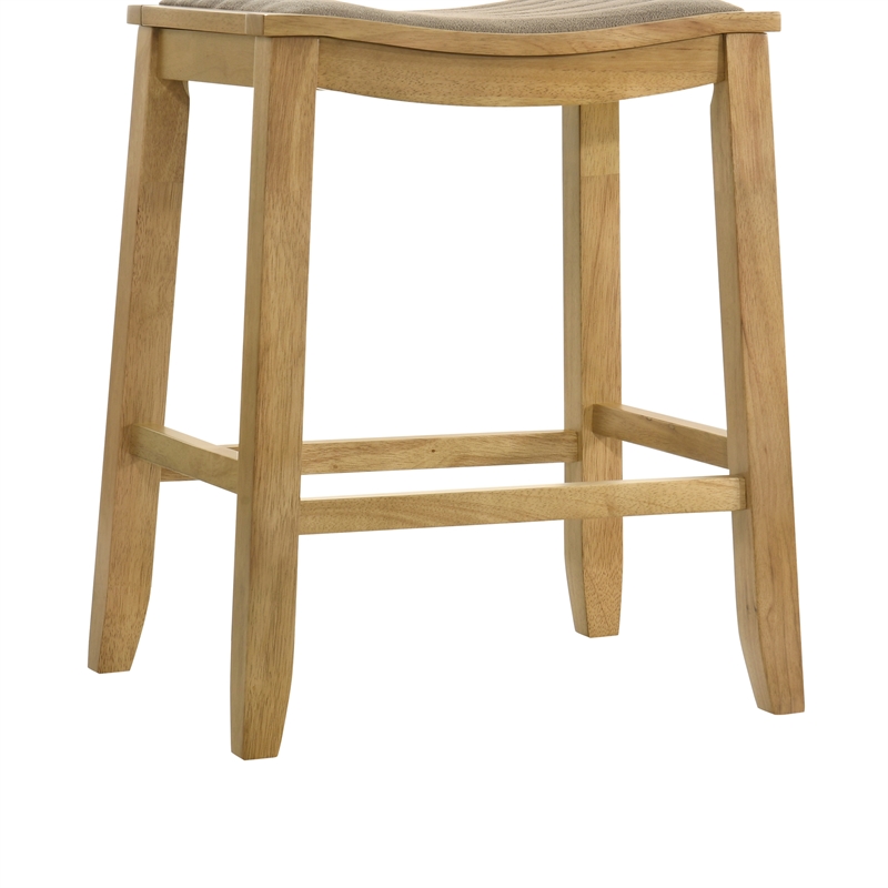 Iyani Wood Counter Height Bar Stool in Amber with Twilight Taupe Seat - Set of 2