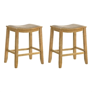 Iyani Wood Counter Height Bar Stool in Amber with Twilight Taupe Seat - Set of 2
