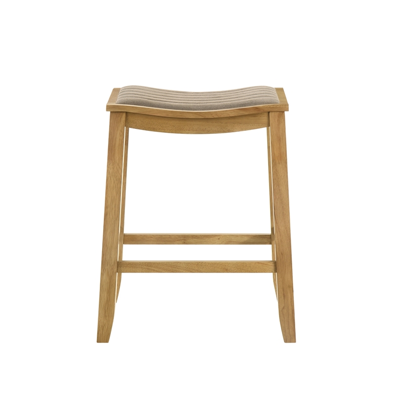 Iyani Wood Counter Height Bar Stool in Amber with Twilight Taupe Seat - Set of 4