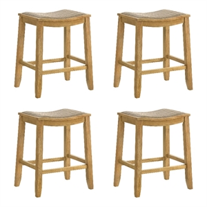 Iyani Wood Counter Height Bar Stool in Amber with Twilight Taupe Seat - Set of 4