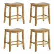 Iyani Wood Counter Height Bar Stool in Amber with Twilight Taupe Seat - Set of 4