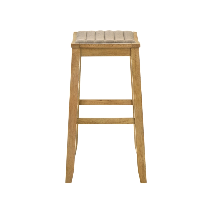 Iyani Wood Bar Height Bar Stool in Amber Glow with Twilight Taupe Seat -Set of 2