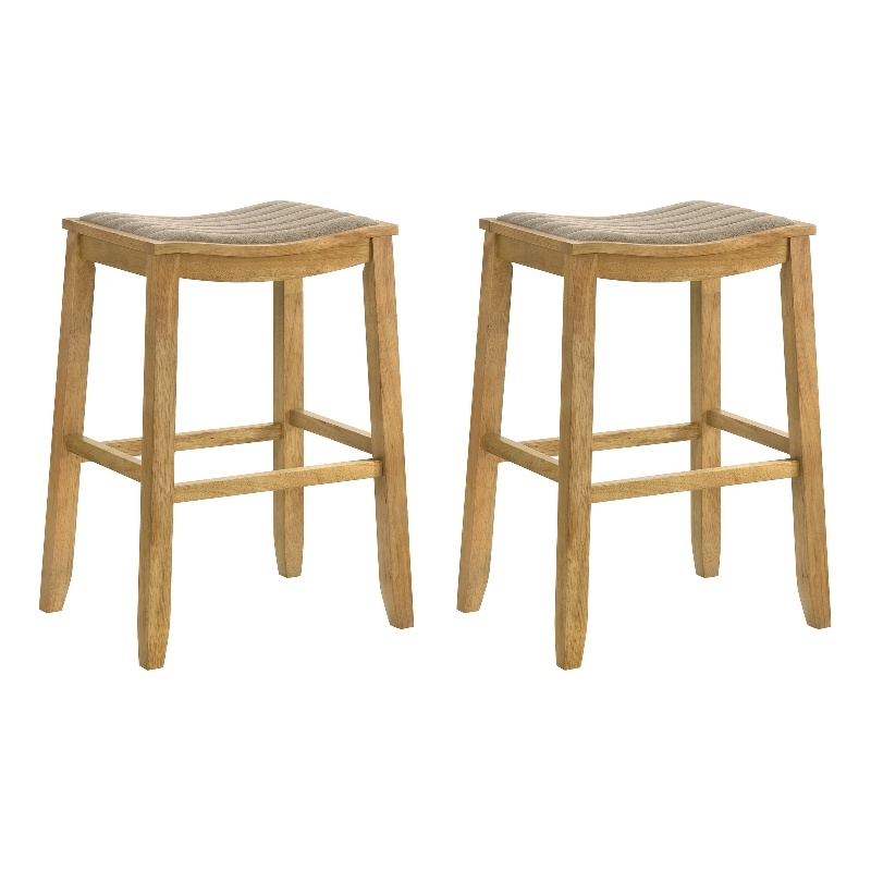 Iyani Wood Bar Height Bar Stool in Amber Glow with Twilight Taupe Seat -Set of 2