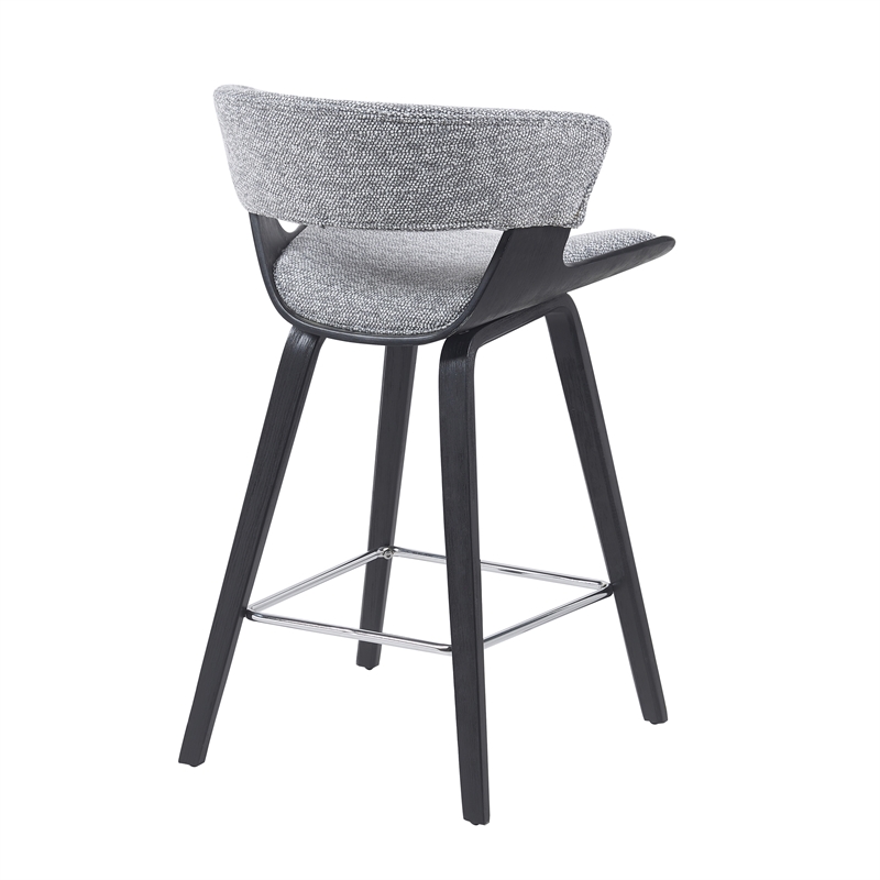 Jagger Counter Height Bar Stool in Black Brushed Wood Veneer/Gravel Grey Seat