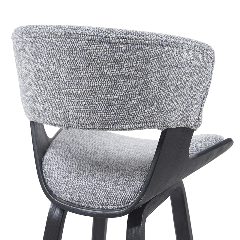 Jagger Counter Height Bar Stool in Black Brushed Wood Veneer/Gravel Grey Seat