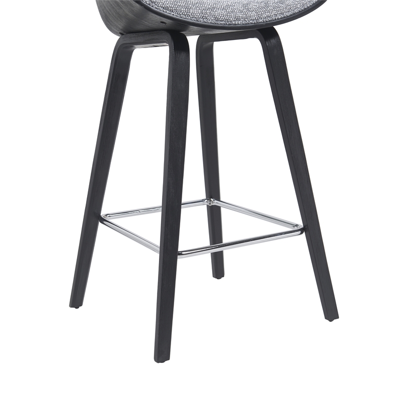 Jagger Counter Height Bar Stool in Black Brushed Wood Veneer/Gravel Grey Seat