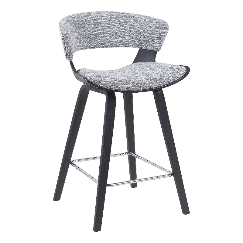 Jagger Counter Height Bar Stool in Black Brushed Wood Veneer/Gravel Grey Seat