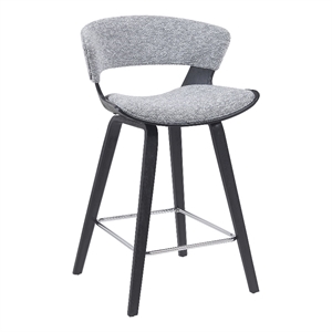 Jagger Counter Height Bar Stool in Black Brushed Wood Veneer/Gravel Grey Seat