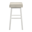 Lenon Wood Bar Height Kitchen Bar Stool in White/Cream Fabric Seat - Set of 3