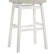 Lenon Wood Bar Height Kitchen Bar Stool in White/Cream Fabric Seat - Set of 3