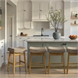 Lenon Wood Counter Height Kitchen Bar Stool in Amber with Taupe Seat - Set of 2