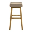 Lenon Wood Bar Height Kitchen Bar Stool in Amber with Taupe Seat - Set of 3