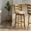 Melindra Swivel Wood Bar Height Bar Stool in Amber Glow with White Boucle Seat