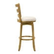 Melindra Swivel Wood Bar Height Bar Stool in Amber Glow with White Boucle Seat