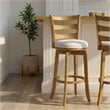 Melindra Swivel Wood Bar Height Bar Stool in Amber with White Boucle - Set of 2